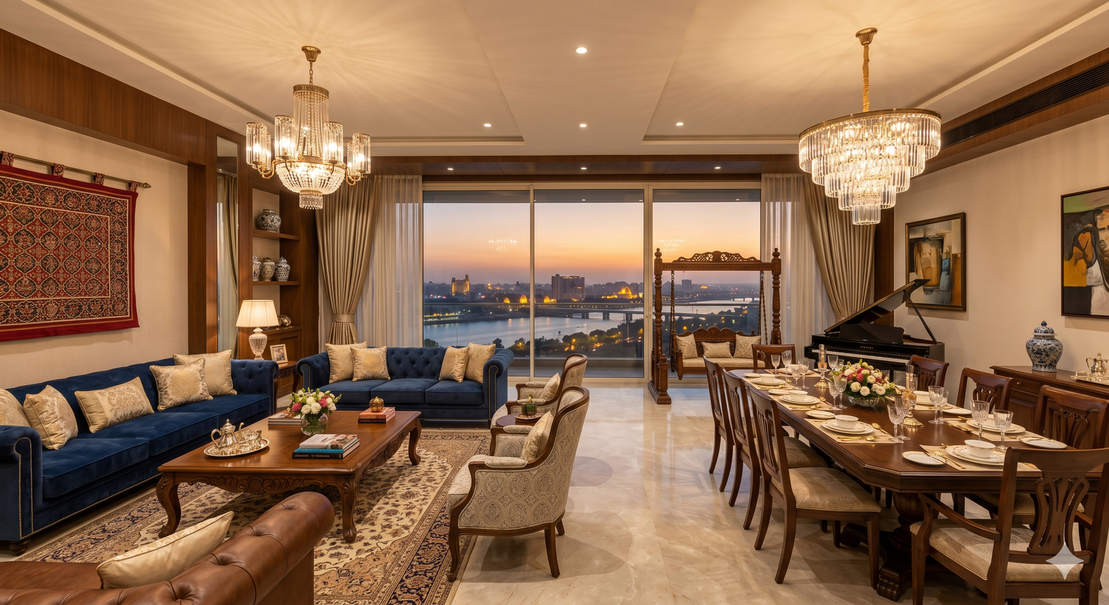 Luxury apartment balcony and lounge